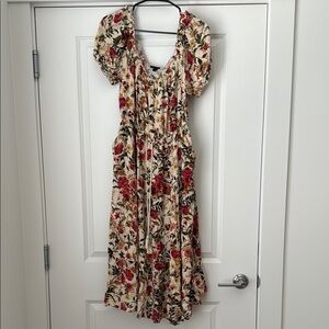 Torrid White and Pink Puff Sleeve Midi Sundress